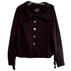 Neon Buddha Brown Jacket Cinch Waist Button Up Small